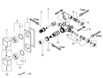 Rombo inbouw douchemengkraan 2-weg compleet chroom