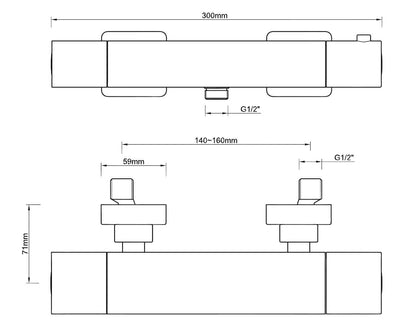 Wiesbaden Rombo thermostatische douchemengkraan chroom