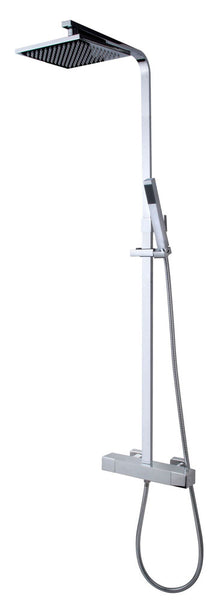 Wiesbaden Rombo douche-opbouwset + thermostaatkraan chroom