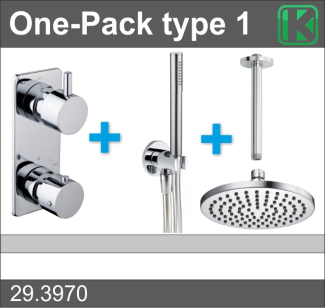 Wiesbaden one-pack inbouwthermostaatset type 1 CHR (20cm) - WDtegels