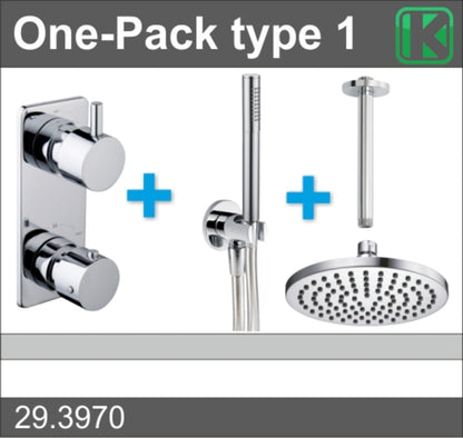 Wiesbaden one-pack inbouwthermostaatset type 1 CHR (20cm) - WDtegels