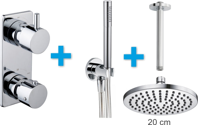 Wiesbaden one-pack inbouwthermostaatset type 1 CHR (20cm) - WDtegels