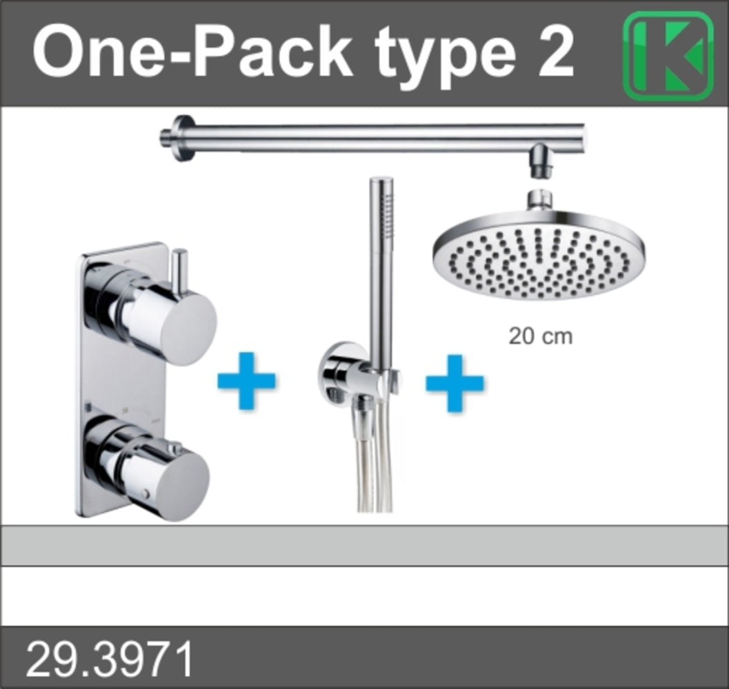 Wiesbaden one-pack inbouwthermostaatset type 2 CHR (20cm) - WDtegels