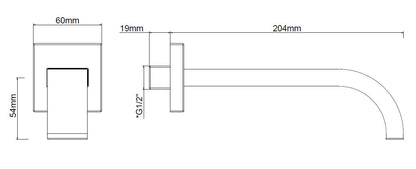 Wiesbaden inbouw-uitloop vierkant 20cm 1/2'' chroom - WDtegels