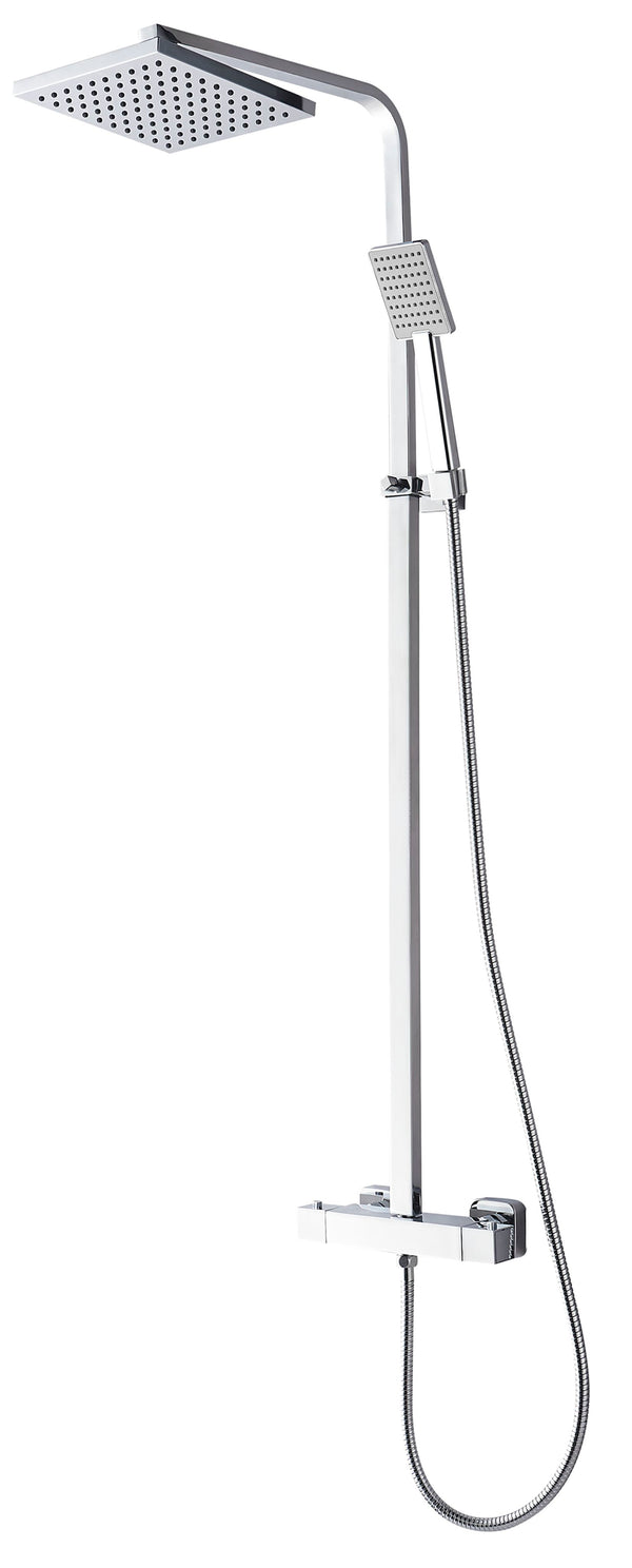 Wiesbaden Rombo-Eco douche-opbouwset + thermostaat kraan chroom