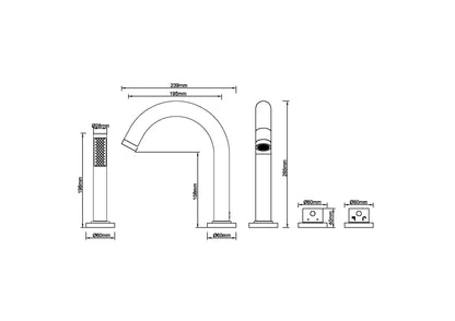 Wiesbaden Caral 4-gats badrandthermostaat chroom afbouwset