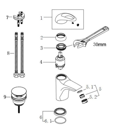 Athos wastafelkraan met waste chroom 8718053671802