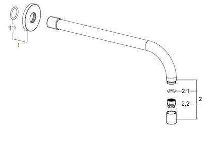 Wiesbaden SLIM 18mm uitloop rond 25cm 1/2" geborsteld staal - WDtegels