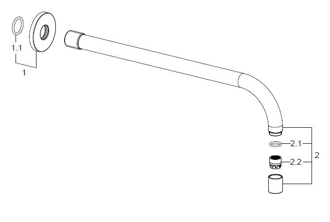 Wiesbaden SLIM 18mm uitloop rond 30cm 1/2" geborsteld staal - WDtegels
