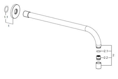 Wiesbaden SLIM 18mm uitloop rond 30cm 1/2" geborsteld staal - WDtegels