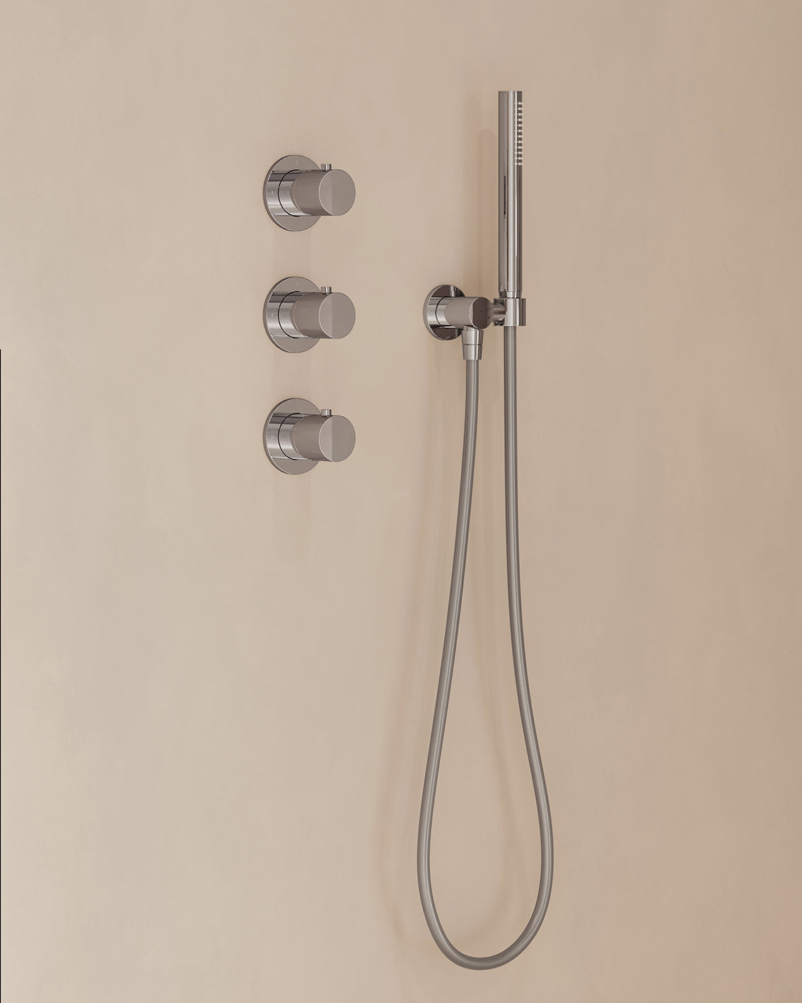 Caral inbouwthermostaat 2 stopkranen compleet met hoofddouche 30cm en staafhanddouche Chroom - detailfoto