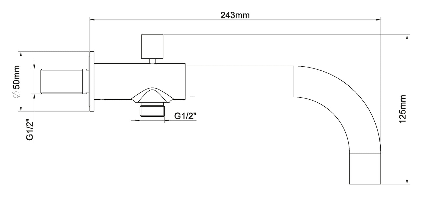 inbouw-baduitloop met omstel rond 23cm | Chroom