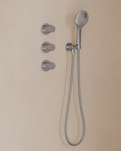 Caral inbouwthermostaat 2 stopkranen compleet met hoofddouche 30cm en handdouche 3 standen Chroom - detailfoto