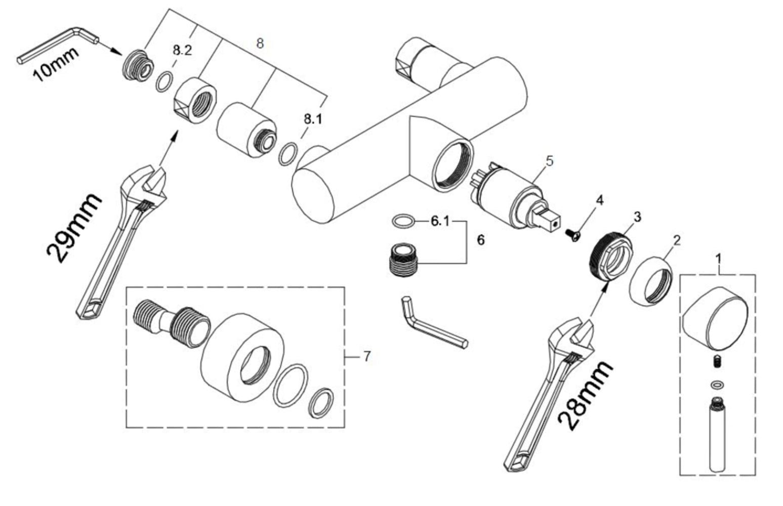 Cadans eenhendel douchemengkraan 15 cm RVS look 8718053671932