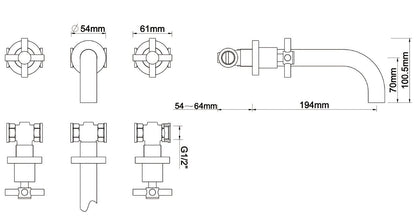 Wiesbaden Cross inbouw-wastafelmengkraan 2-knops chroom