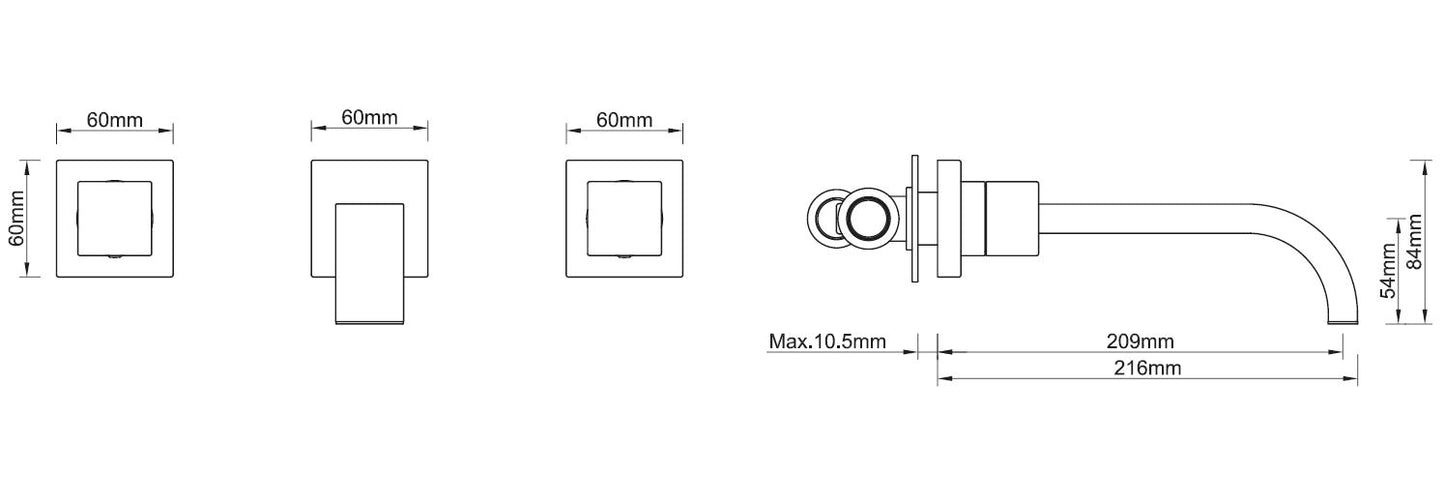 Wiesbaden Rombo inbouw-wastafelmengkraan 2-knops chroom