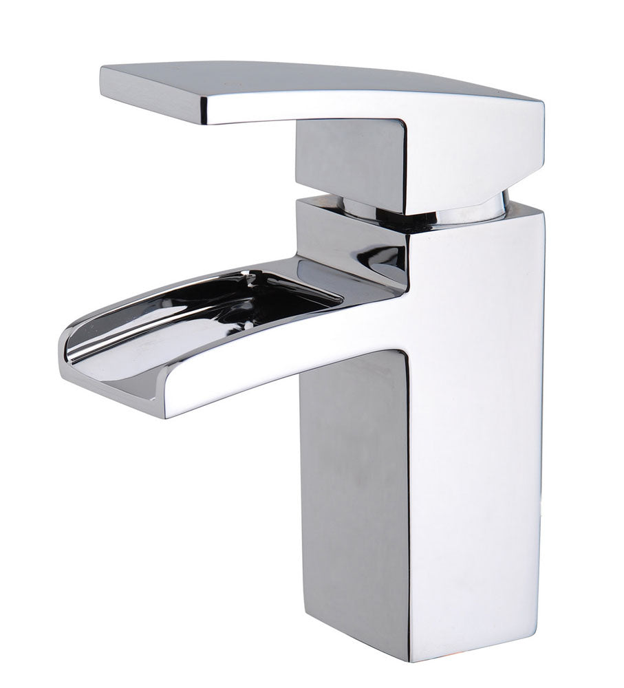 Wiesbaden Rombo waterval-wastafelkraan+ clickwaste chroom - WDtegels