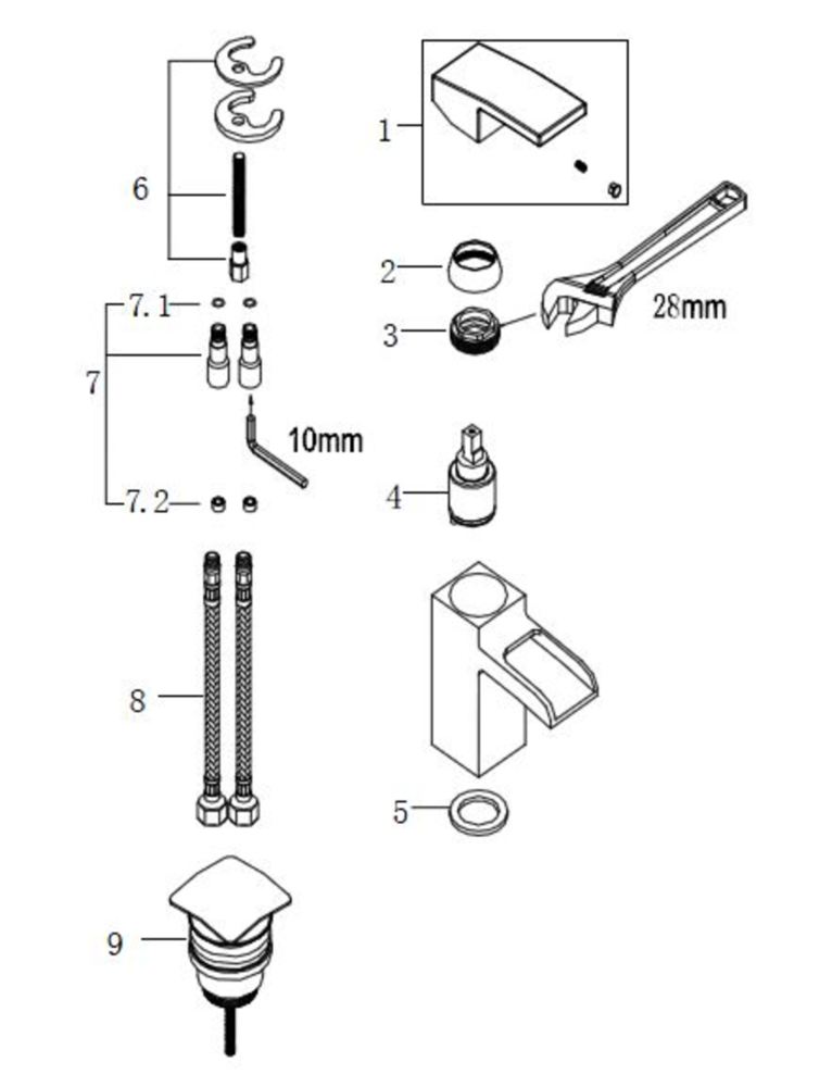 Rombo wastafelkraan waterval met waste RVS look 8718503678061