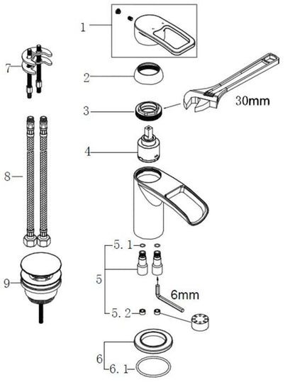 Alegra wastafelkraan waterval met waste chroom 8718053679525