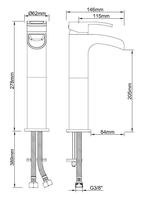 Alegra XL wastafelkraan waterval chroom 8719323030572