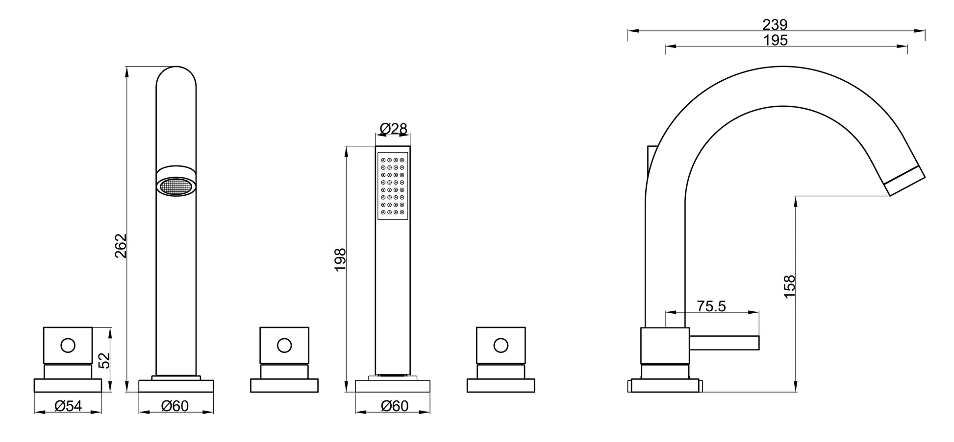 Caral inbouw badrandkraan RVS (look)