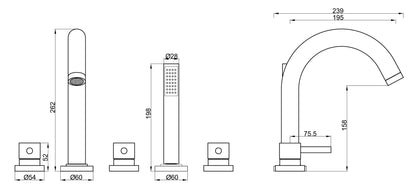 Caral inbouw badrandkraan RVS (look)
