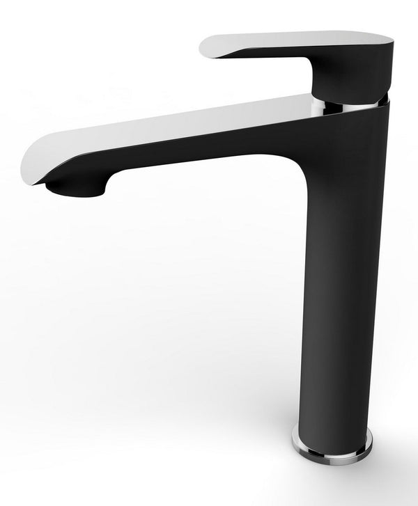 Grifo de lavabo monomando Wiesbaden Tarma alto | Negro/cromo