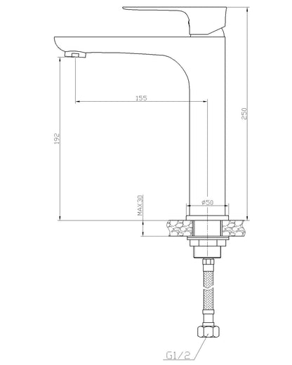 Wiesbaden Casma eenhendel-wastafelmengkraan hoog wit/chroom