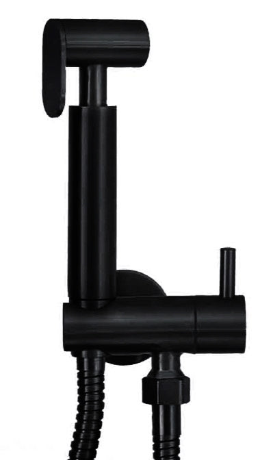 Wiesbaden RVS-304 matzwarte bidet-handdoucheset rond - WDtegels