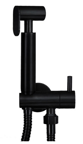 Wiesbaden RVS-304 matzwarte bidet-handdoucheset rond