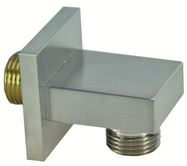 Codo de conexión a pared Rombo cuadrado de 1/2" de acero cepillado PVD