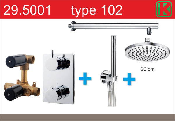 Wiesbaden one-pack inbouwthermostaatset type 102 CHR (20cm)