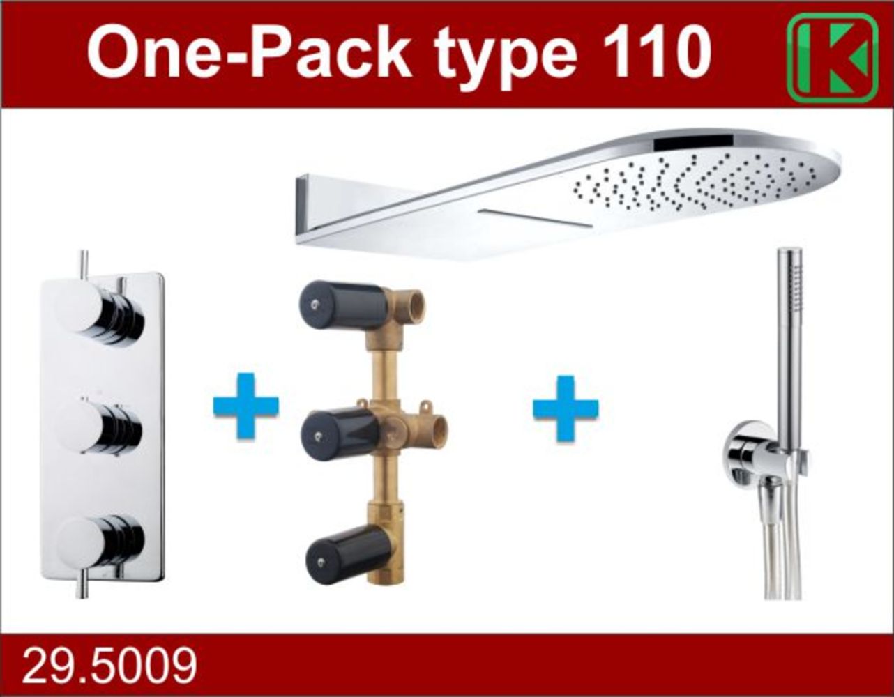 Wiesbaden one-pack inbouwthermostaatset type 110 CHR (25x60) - WDtegels
