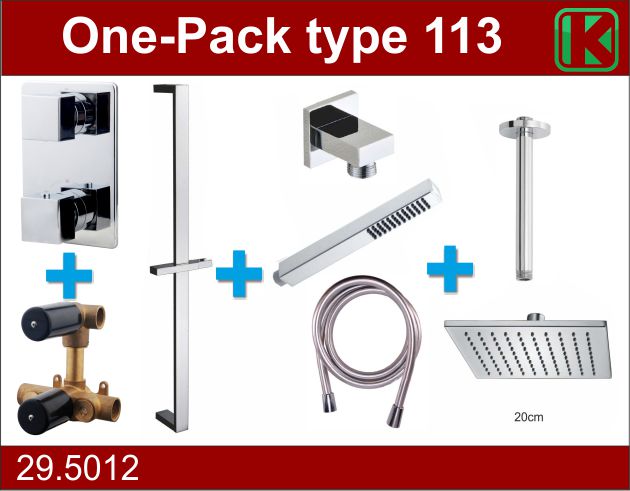 Wiesbaden one-pack inbouwthermostaatset type 113 CHR (20cm) - WDtegels