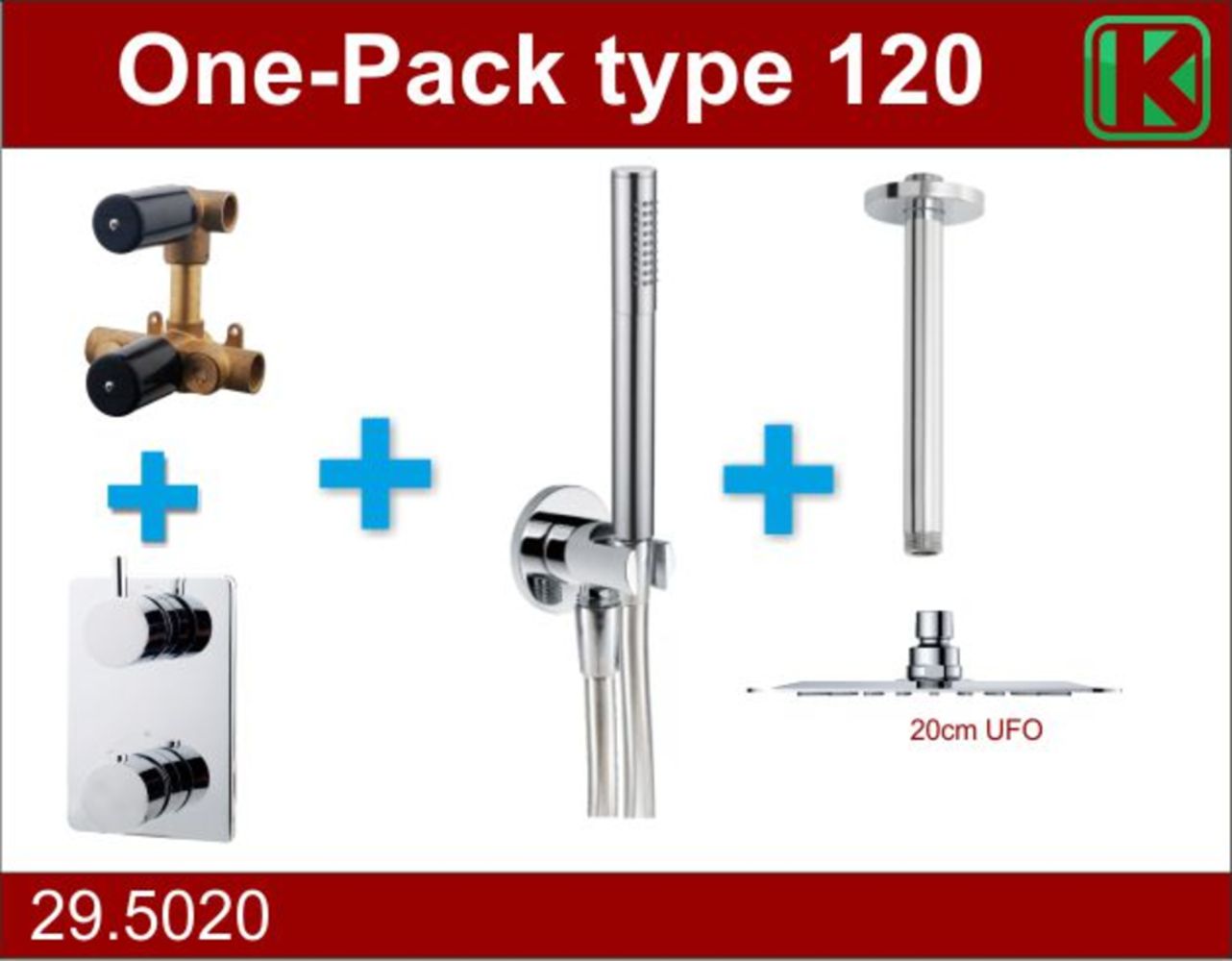 Wiesbaden one-pack inbouwthermostaatset type 120 CHR (20cm ufo) - WDtegels