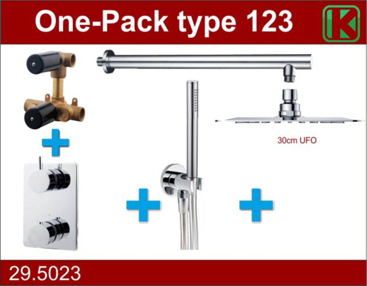 Wiesbaden one-pack inbouwthermostaatset type 123 CHR (30cm ufo) - WDtegels