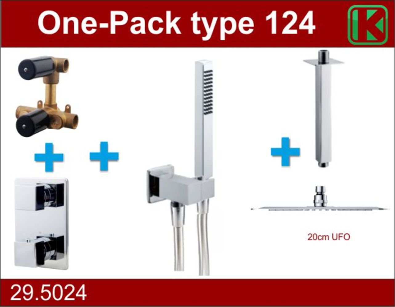 Wiesbaden one-pack inbouwthermostaatset type 124 CHR (20cm ufo) - WDtegels