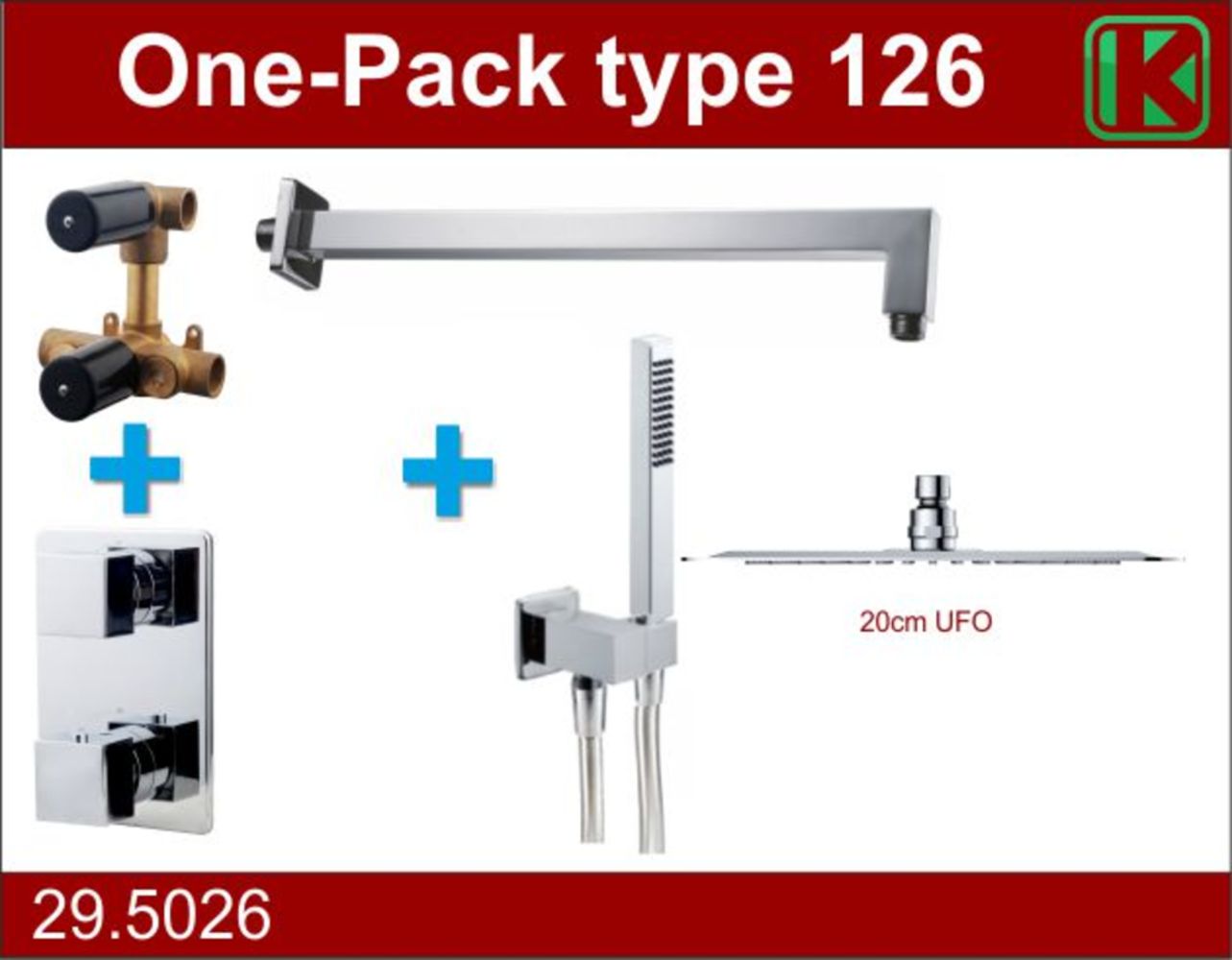 Wiesbaden one-pack inbouwthermostaatset type 126 CHR (20cm ufo) - WDtegels
