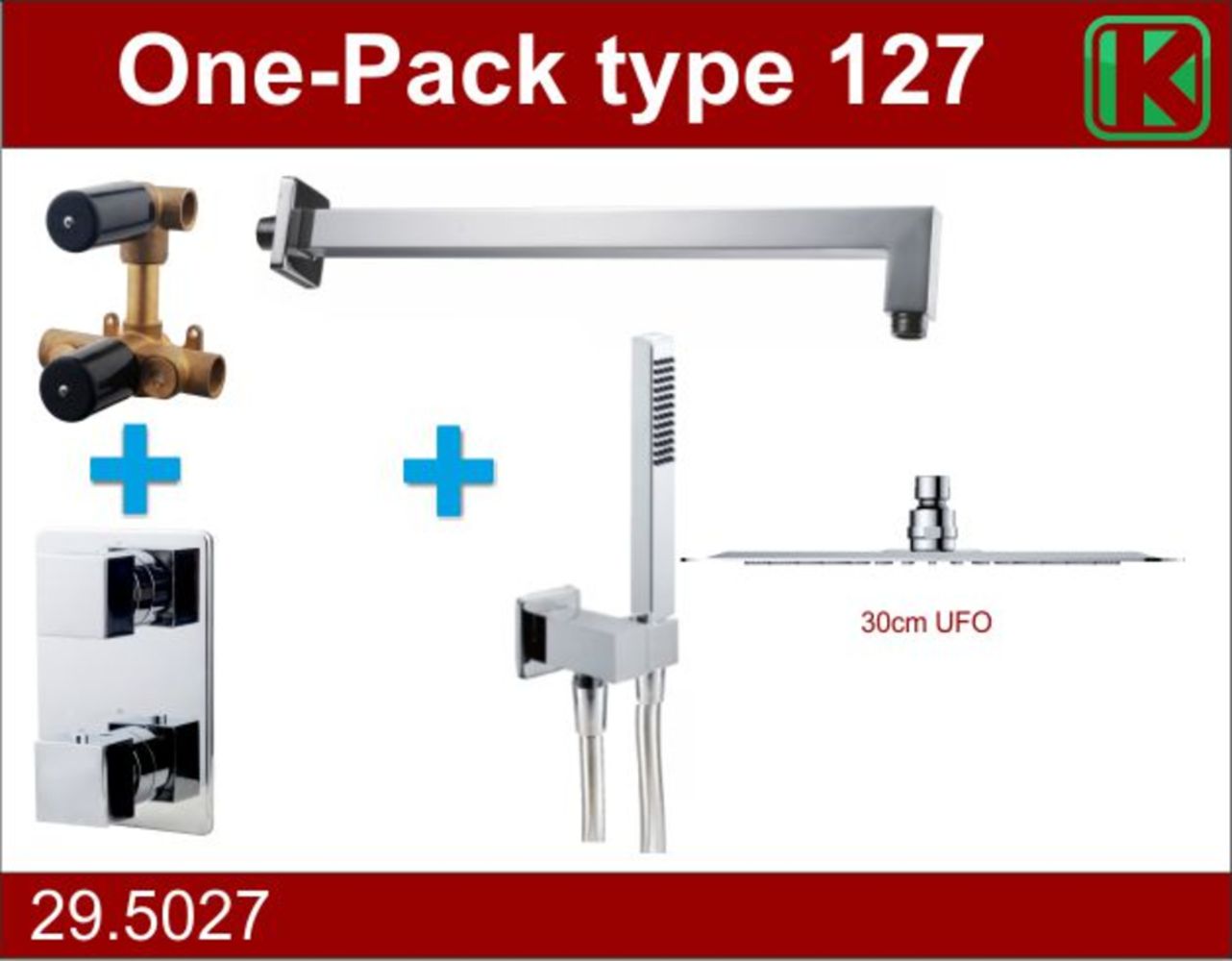 Wiesbaden one-pack inbouwthermostaatset type 127 CHR (30cm ufo) - WDtegels