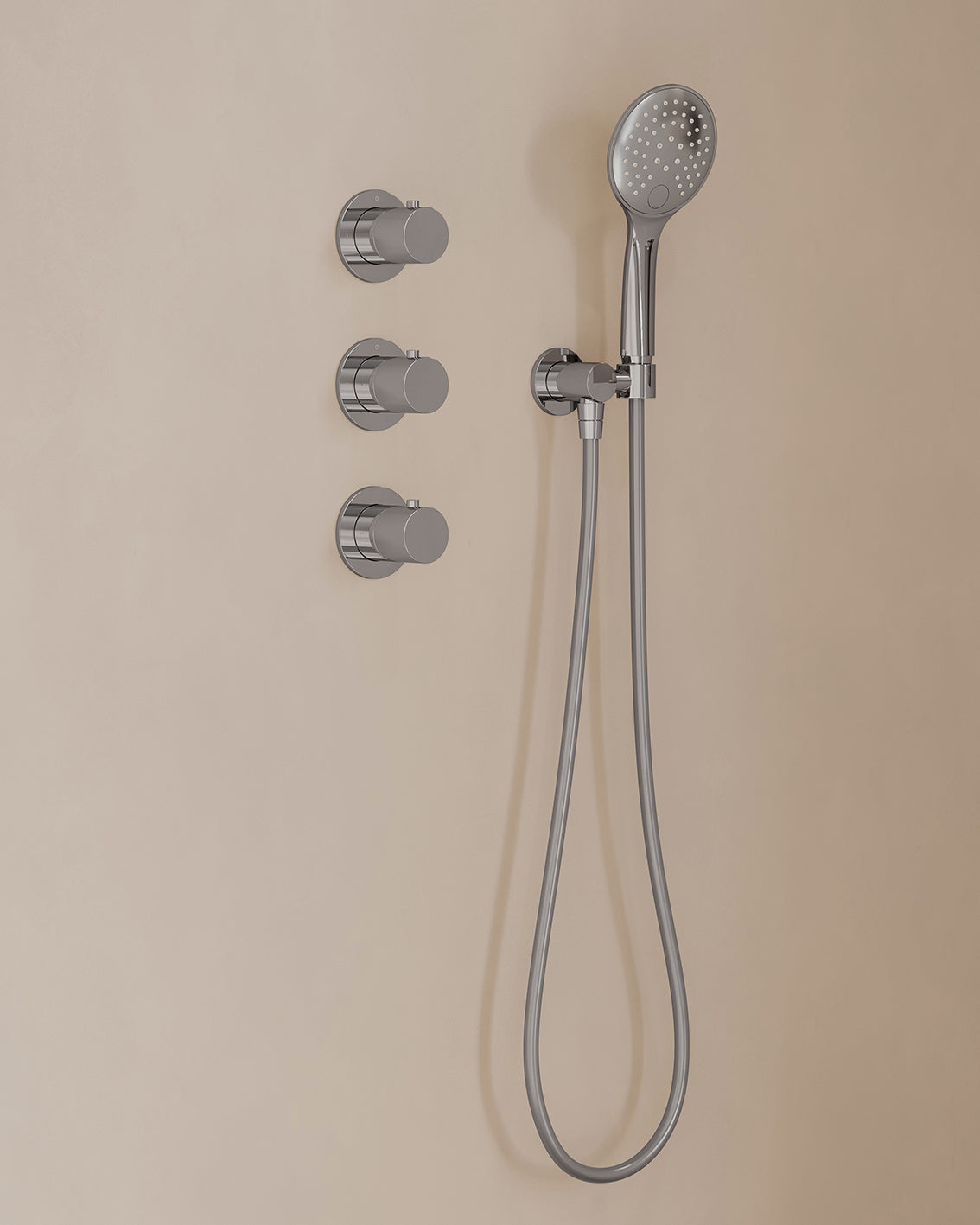 Caral inbouwthermostaat 2 stopkranen compleet met hoofddouche 25cm en handdouche 3 standen Chroom - detailfoto