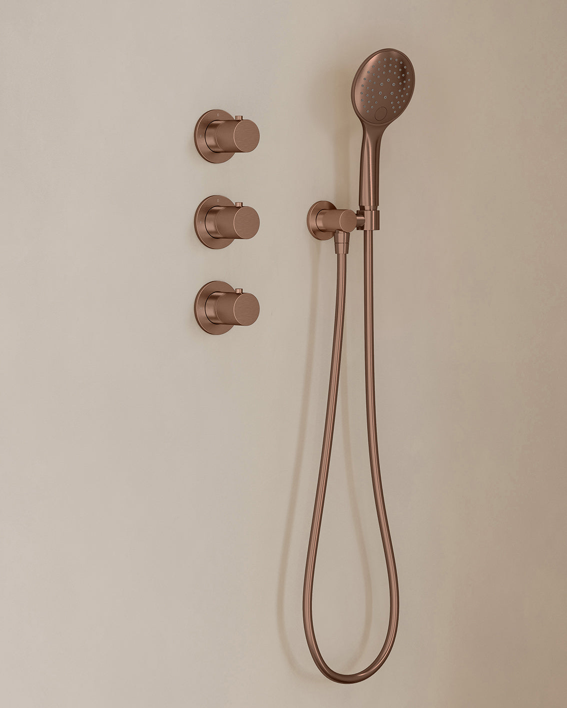 Caral inbouwthermostaat 2 stopkranen compleet met hoofddouche 25cm en handdouche 3 standen Geborsteld brons koper - detailfoto