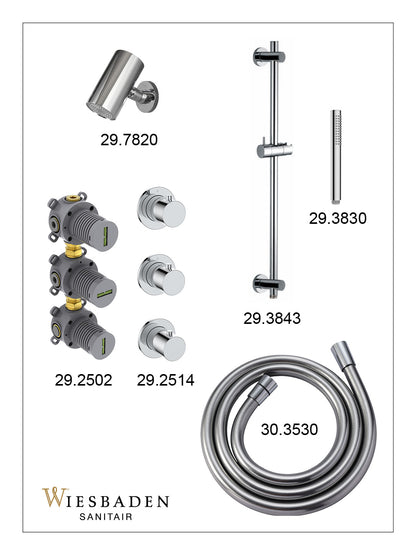 Caral inbouwthermostaatset 2 stopkranen chroom - afbeelding 3