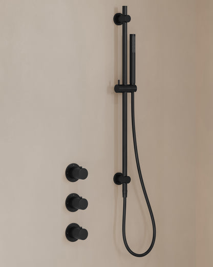 Caral inbouwthermostaatset 2 stopkranen mat zwart - afbeelding 2