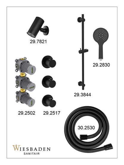 Caral inbouwthermostaatset 2 stopkranen mat zwart - afbeelding 3