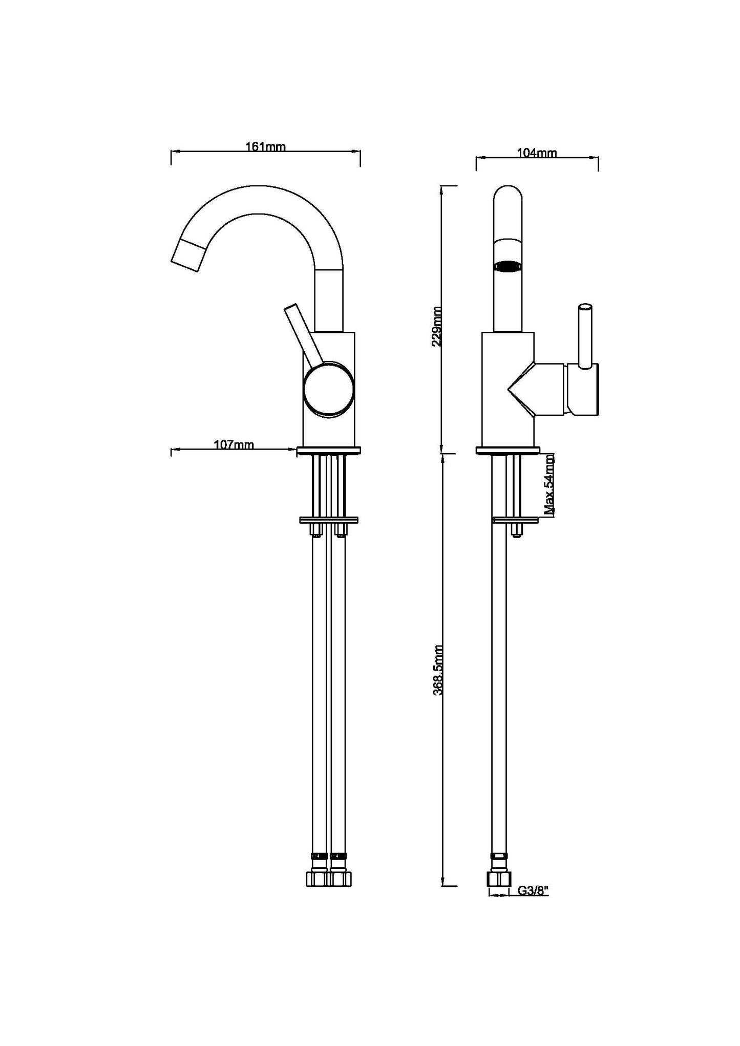 Caral draaibare wastafelkraan messing 8719956083686