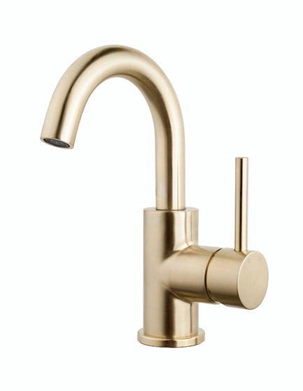 Caral washbasin tap with swivel spout, brushed brass PVD