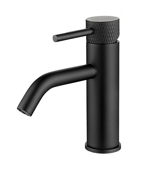 Ribbd wastafelkraan met coldstart | Mat zwart