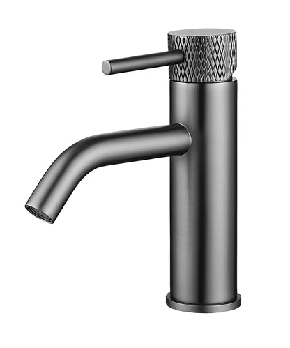 Ribbd wastafelkraan met coldstart gunmetal PVD