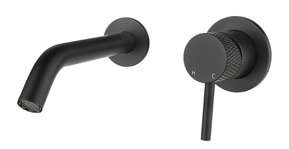 Ribbd eenhendel wastafelkraan met coldstart inbouw compleet mat zwart