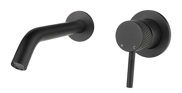 Ribbd eenhendel wastafelkraan met coldstart inbouw compleet mat zwart